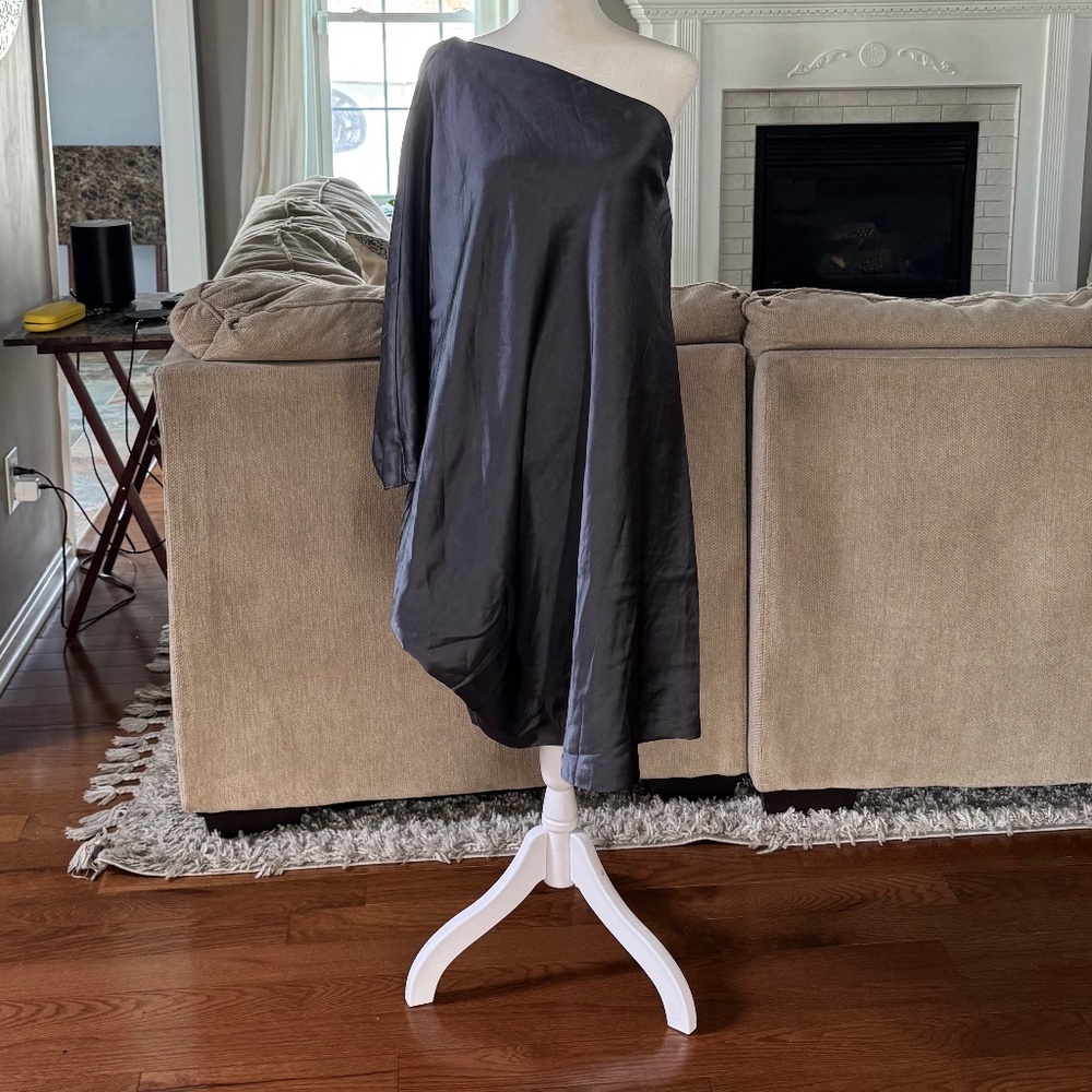 Zero + Maria Cornejo One Shoulder Midi Dress Pre-owned Size 8 Gray